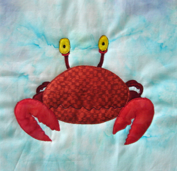 animal quilt block of a crab designed for an animal quilt