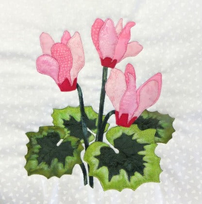 Cyclamen pocket design  for tote - quilt pattern available