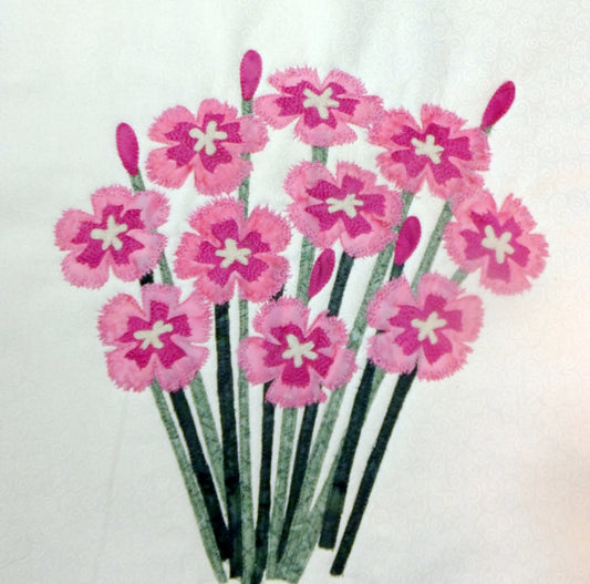 applique dianthus flower block pattern. 1 of more than 55 flower blocks by Ruth Blanchet