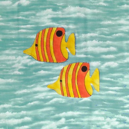 animal quilt block of two fish designed for an animal quilt