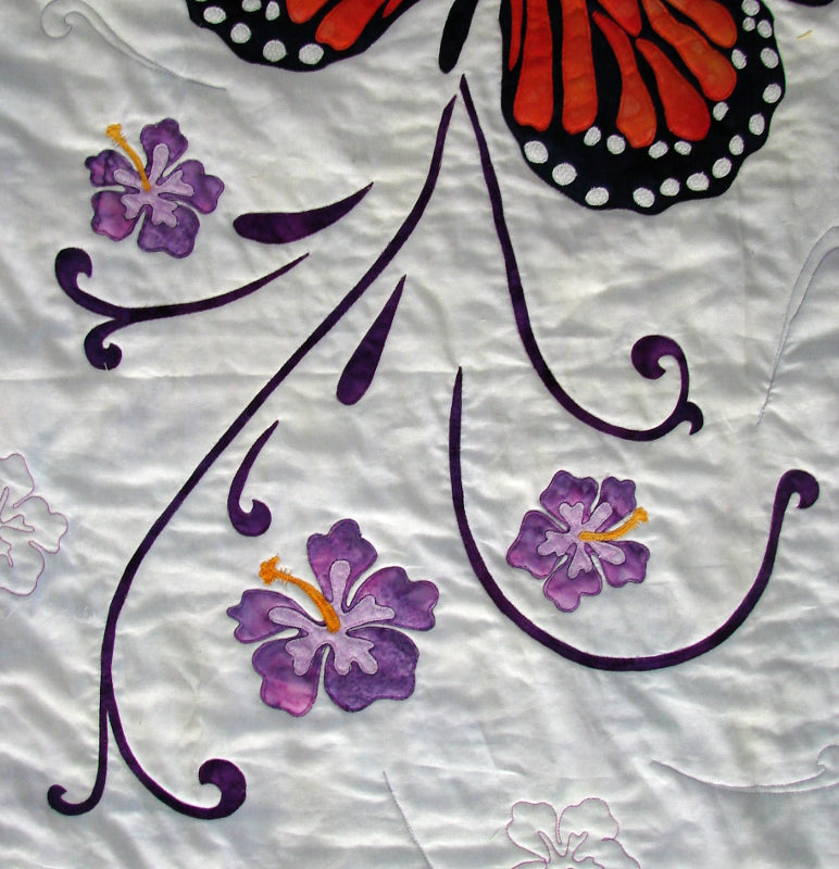 Hibiscus flower quilt design for block or border - downloadable pattern