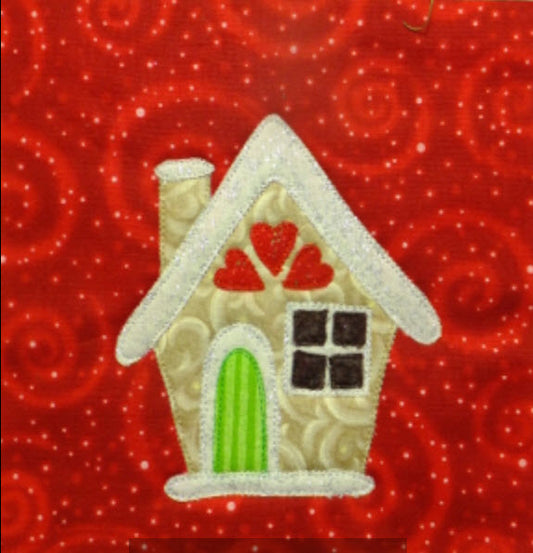 gingerbread house applique quilt block pattern for Christmas
