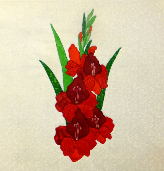 applique gladiolus flower block pattern. 1 of more than 55 flower blocks by Ruth Blanchet