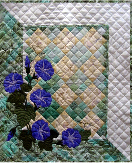 morning glory and nine-patch quilt pattern