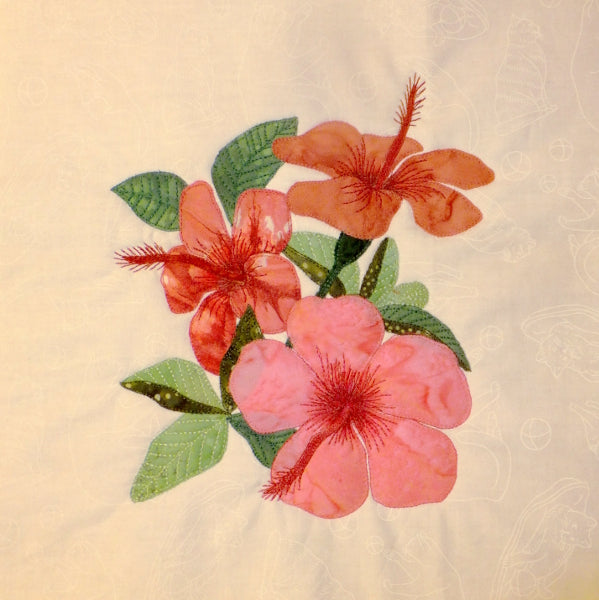 applique hibiscus flower block pattern. 1 of more than 55 flower blocks by Ruth Blanchet