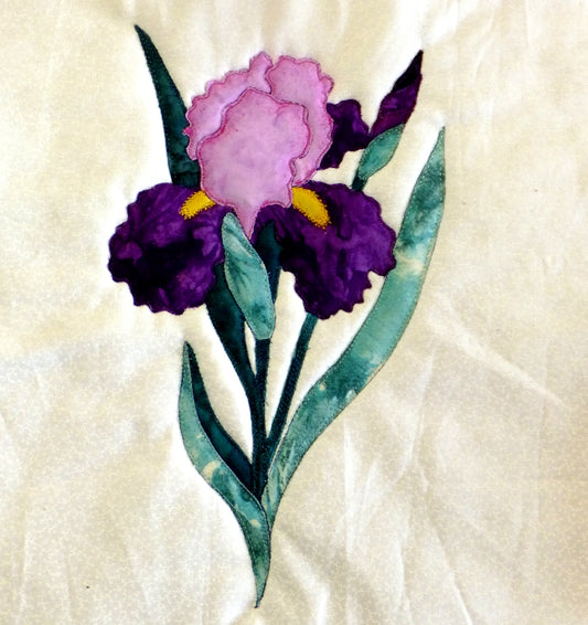 applique iris flower block pattern. 1 of more than 55 flower blocks by Ruth Blanchet