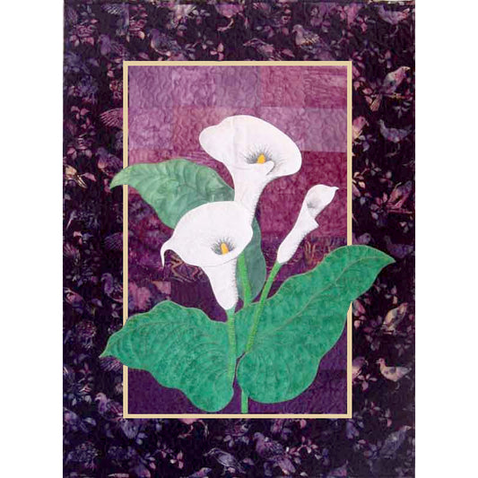 calla lily applique quilt pattern with colorwash background