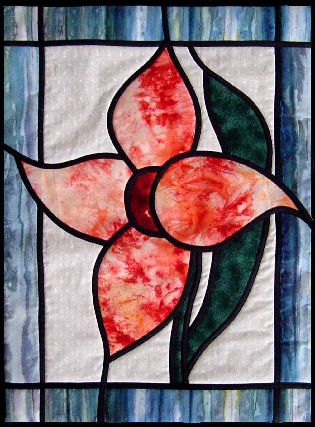 stained glass lily quilt pattern by Ruth Blanchet