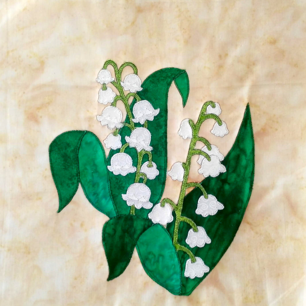 applique lily of the valley flower block pattern. 1 of more than 55 flower blocks by Ruth Blanchet