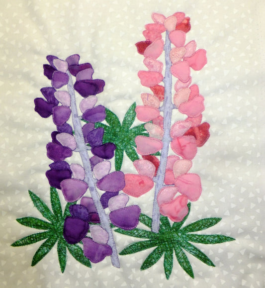 applique lupin flower block pattern. 1 of more than 55 flower blocks by Ruth Blanchet