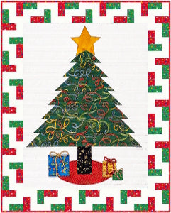 christmas tree quilt pattern with simple patchwork border by Jennifer Houlden