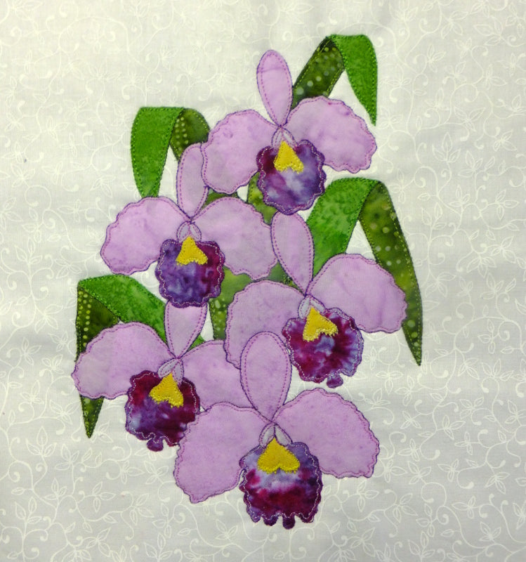 applique orchid flower block pattern. 1 of more than 55 flower blocks by Ruth Blanchet