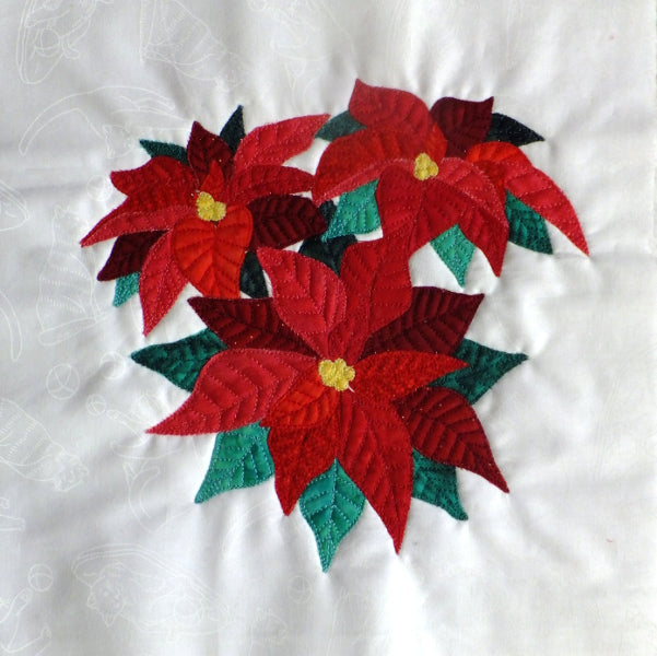 applique poinsettia flower block pattern. 1 of more than 55 flower blocks by Ruth Blanchet