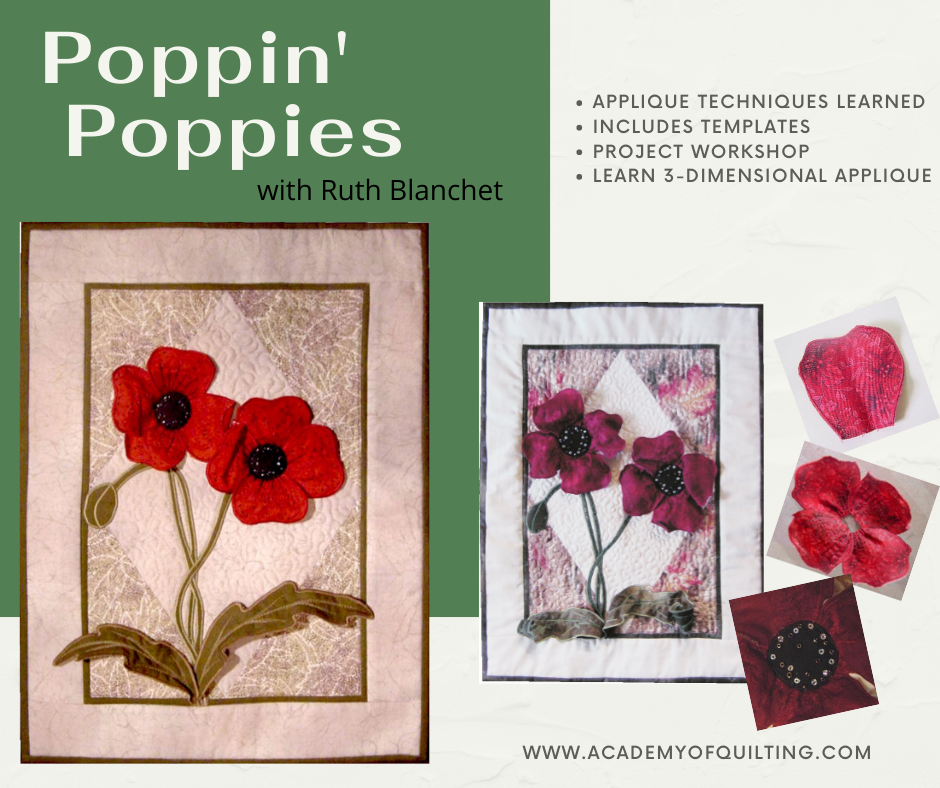 online workshop to learn 3 dimensional applique with Ruth Blanchet