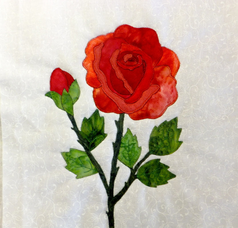 applique rose flower block pattern. 1 of more than 55 flower blocks by Ruth Blanchet