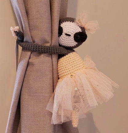 Crocheted Sloth Tie Backs with Tulle Tutu