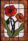 simple stained glass applique quilt pattern of a poppy flower