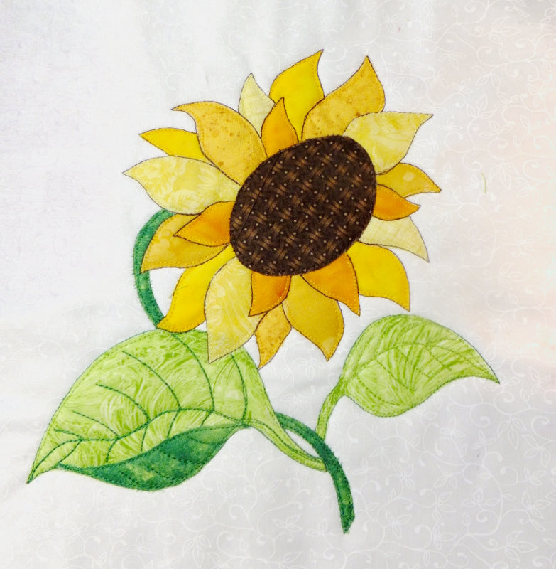 applique sunflower flower block pattern. 1 of more than 55 flower blocks by Ruth Blanchet