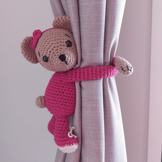 Crocheted Teddybear Tie Backs