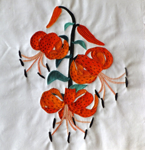 applique tigerlily flower block pattern. 1 of more than 55 flower blocks by Ruth Blanchet